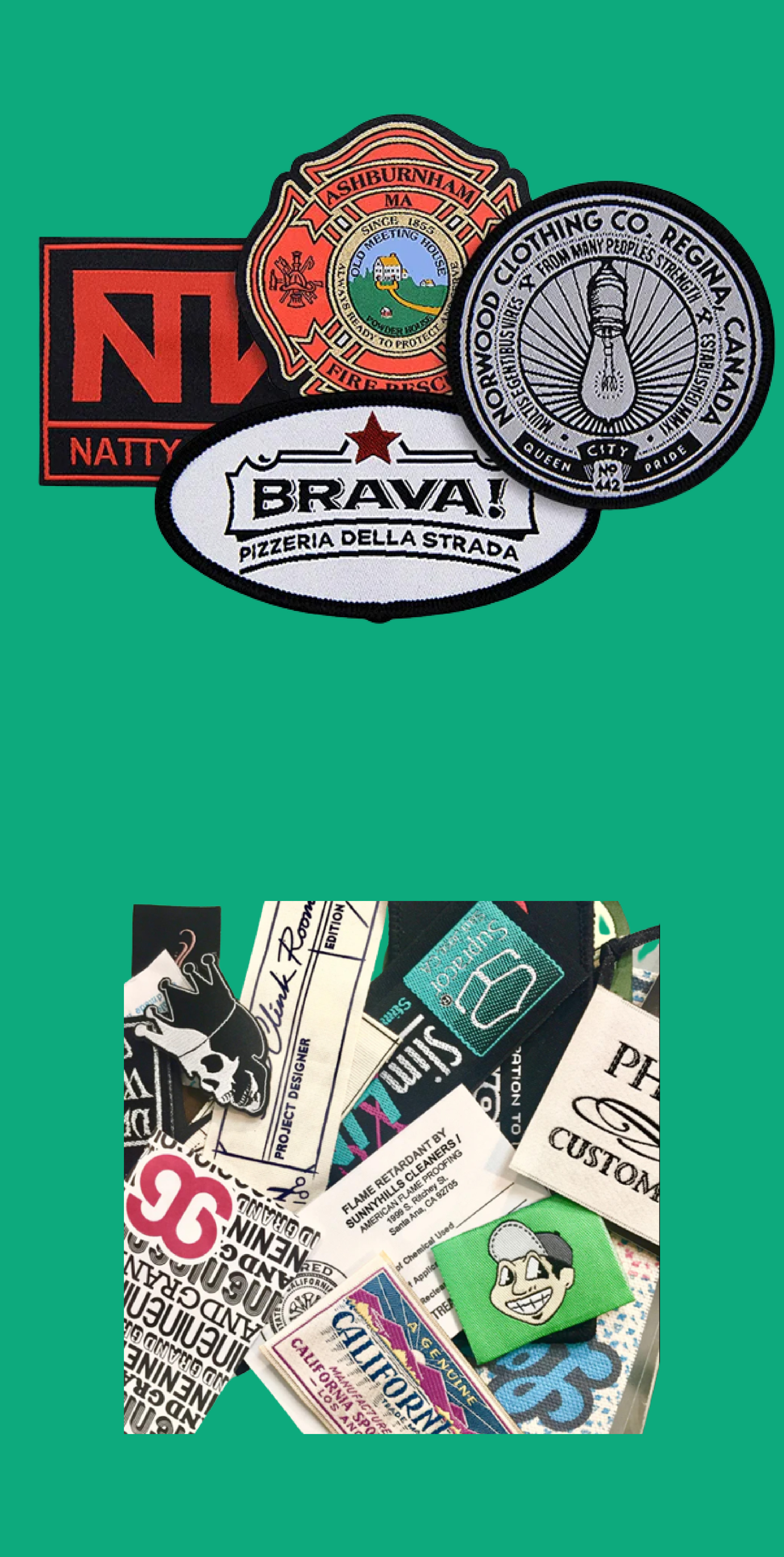 Custom woven patch and woven label sample