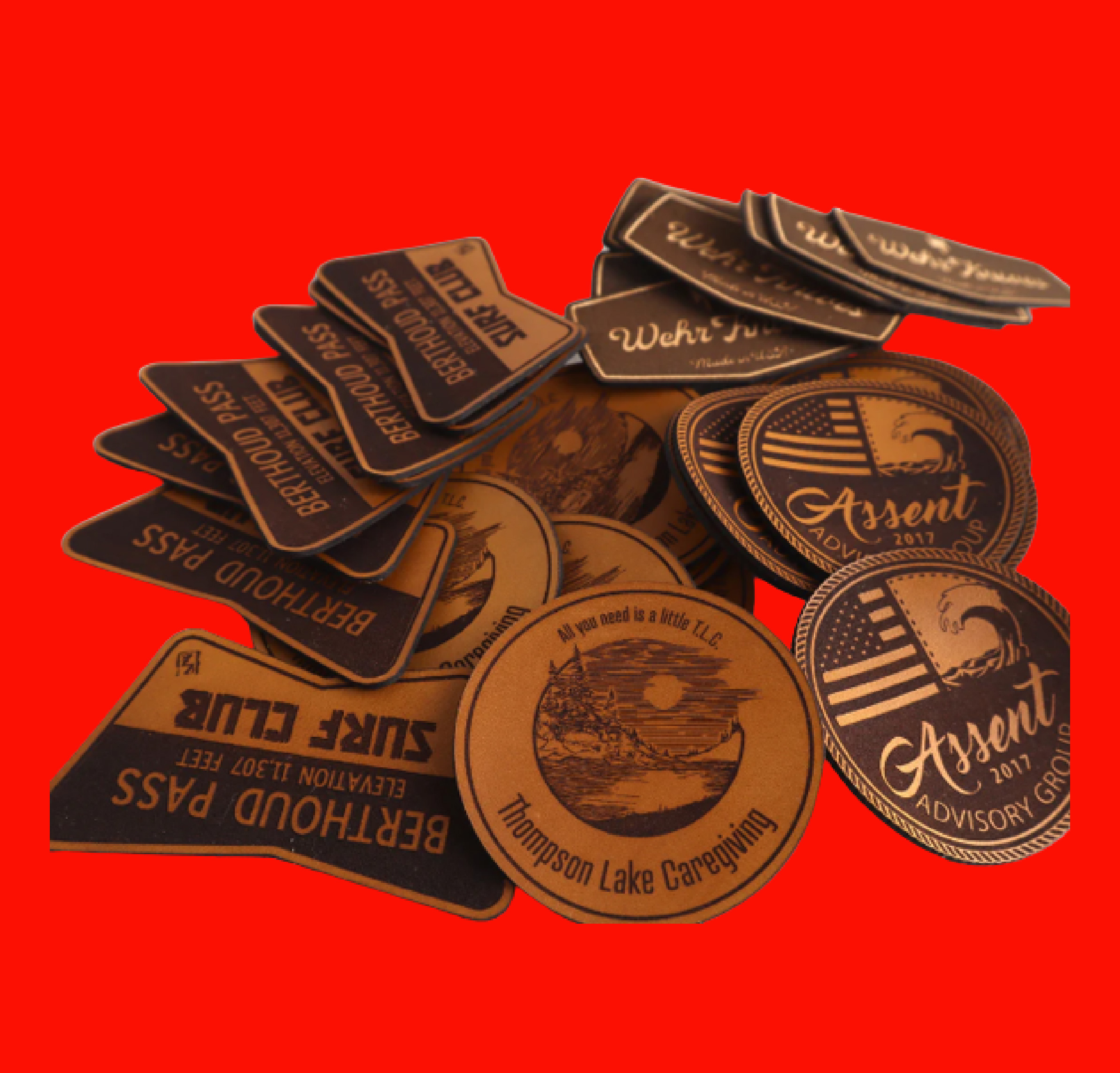 Custom leather patch sample